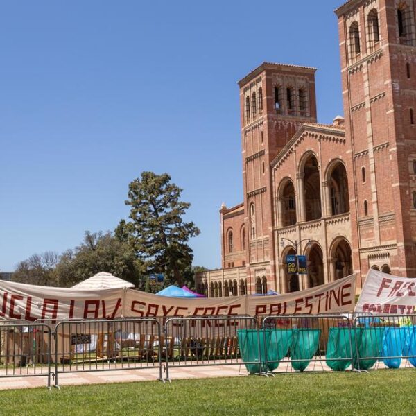 Pro-Israel group holds counterdemonstration on UCLA campus near pro-Palestine encampment